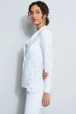 Elie Tahari Lace Insert Linen Jacket Jackets & Blazers