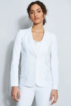 Elie Tahari Lace Insert Linen Jacket Jackets & Blazers