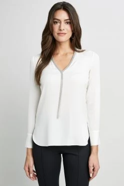 Elie Tahari Tops Long Sleeve Chain Shirt