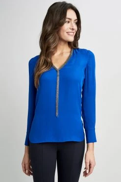 Elie Tahari Tops Long Sleeve Chain Shirt