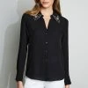Elie Tahari Tops Embroidered Collar Shirt