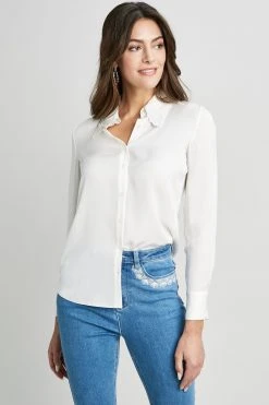Elie Tahari Embroidered Collar Shirt