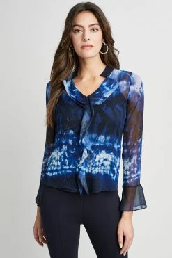 Elie Tahari Tops Shibori Silk Crinkle Shirt