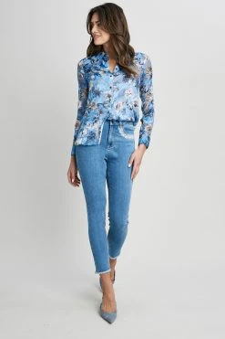 Elie Tahari Floral Satin Burnout Shirt Tops 9 Elie Tahari Floral Satin Burnout Shirt Tops