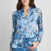 Elie Tahari Floral Satin Burnout Shirt Tops