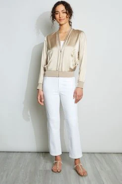 Elie Tahari Silk Satin Bomber Jacket Jackets & Blazers