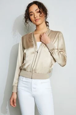 Elie Tahari Silk Satin Bomber Jacket Jackets & Blazers