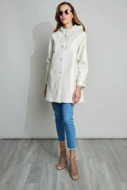 Elie Tahari Pebbled Patent Raincoat