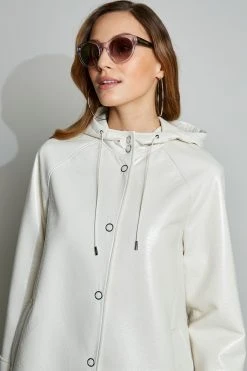 Elie Tahari Pebbled Patent Raincoat
