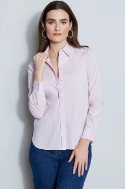 Elie Tahari Tops Embroidered Shoulder Shirt