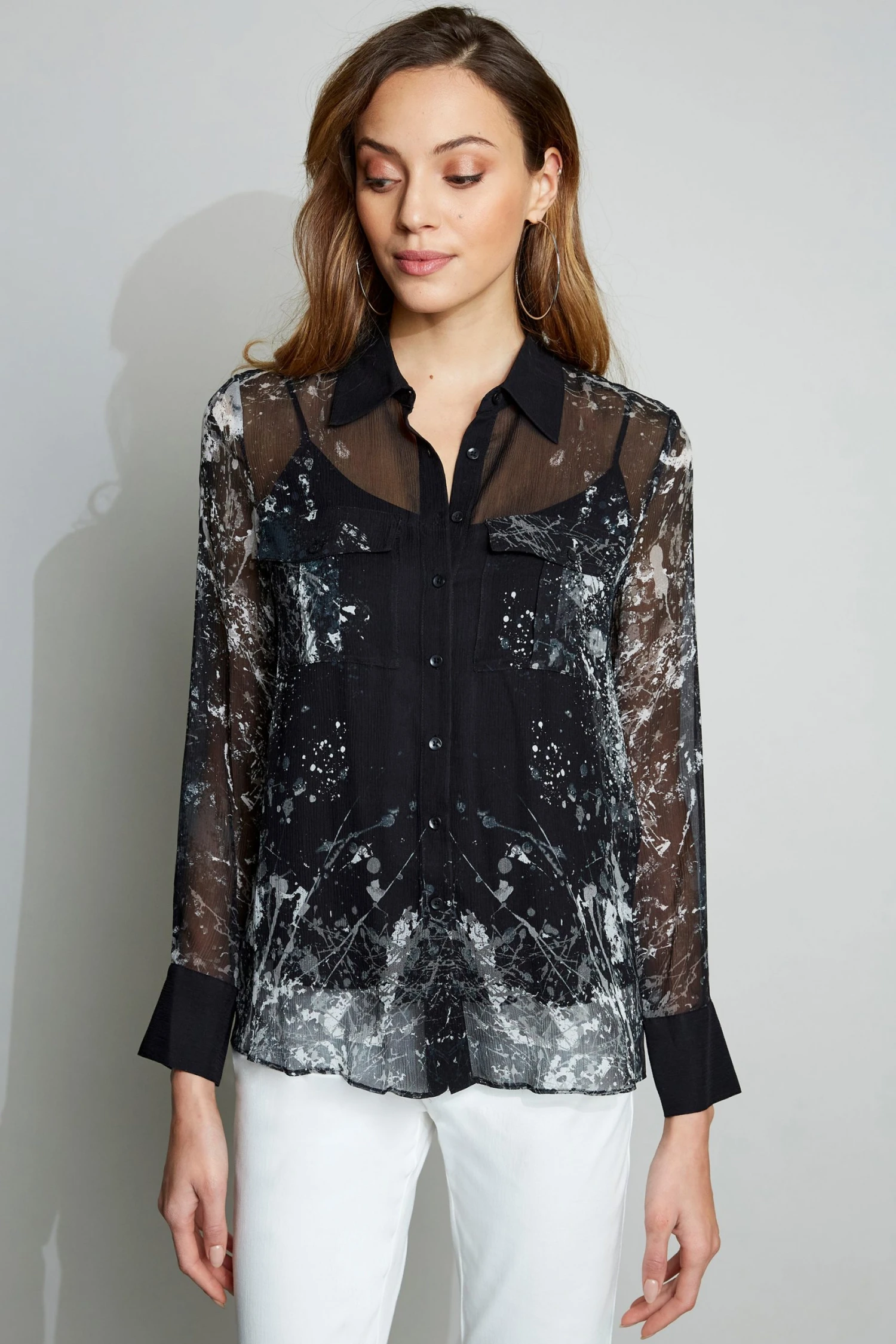 Elie Tahari Crinkle Galaxy Shirt Tops 5 Elie Tahari Crinkle Galaxy Shirt Tops