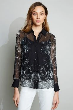 Elie Tahari Crinkle Galaxy Shirt Tops 11 Elie Tahari Crinkle Galaxy Shirt Tops