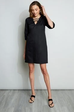 Elie Tahari Tie Up Poplin Dress