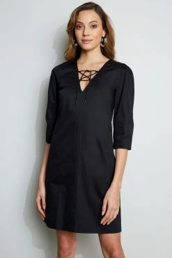 Elie Tahari Tie Up Poplin Dress