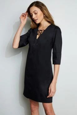 Elie Tahari Tie Up Poplin Dress