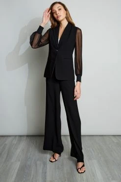 Elie Tahari Chiffon Sleeve Blazer