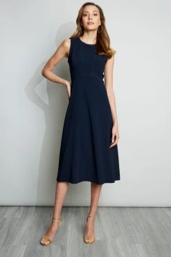 Elie Tahari Fit & Flare Midi Dress