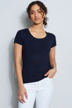 Elie Tahari Knits Short Sleeve Scoop Knit