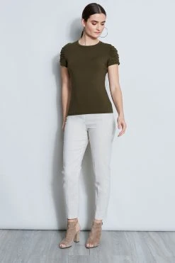 Elie Tahari Ruched Sleeve Knit Knits