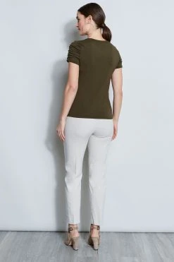 Elie Tahari Ruched Sleeve Knit Knits