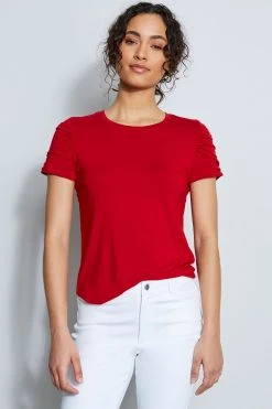 Elie Tahari Knits Ruched Sleeve Knit