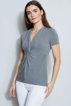 Elie Tahari Short Sleeve Twist Knot Knit Knits