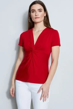 Elie Tahari Short Sleeve Twist Knot Knit Knits
