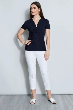 Elie Tahari Short Sleeve Twist Knot Knit
