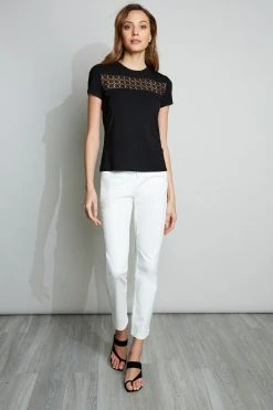 Elie Tahari Lace Insert Tee
