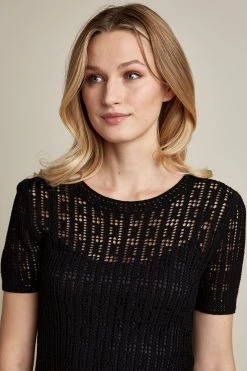 Elie Tahari Sweaters Crochet Short Sleeve Sweater