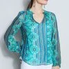 Elie Tahari Silk Crinkle Chiffon Bali Shirt Tops
