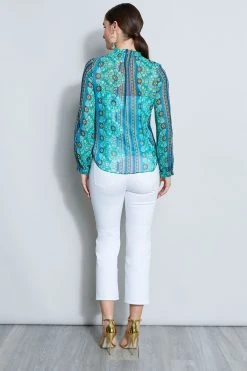 Elie Tahari Silk Crinkle Chiffon Bali Shirt Tops