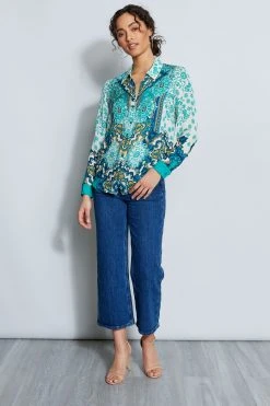 Elie Tahari Tops Silk Georgette Bali Print Shirt