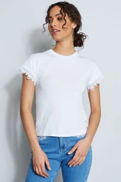 Elie Tahari It's All In The Details Lace Trim Knit