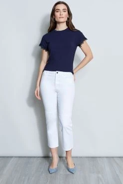 Elie Tahari Knits Lace Trim Knit