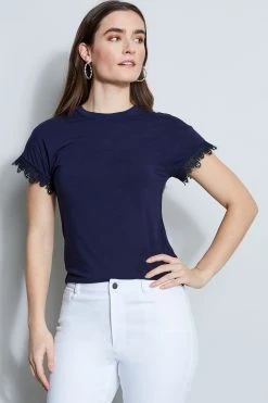 Elie Tahari Knits Lace Trim Knit