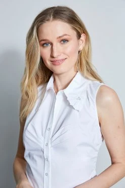 Elie Tahari Embroidered Ruched Shirt It's All In The Details