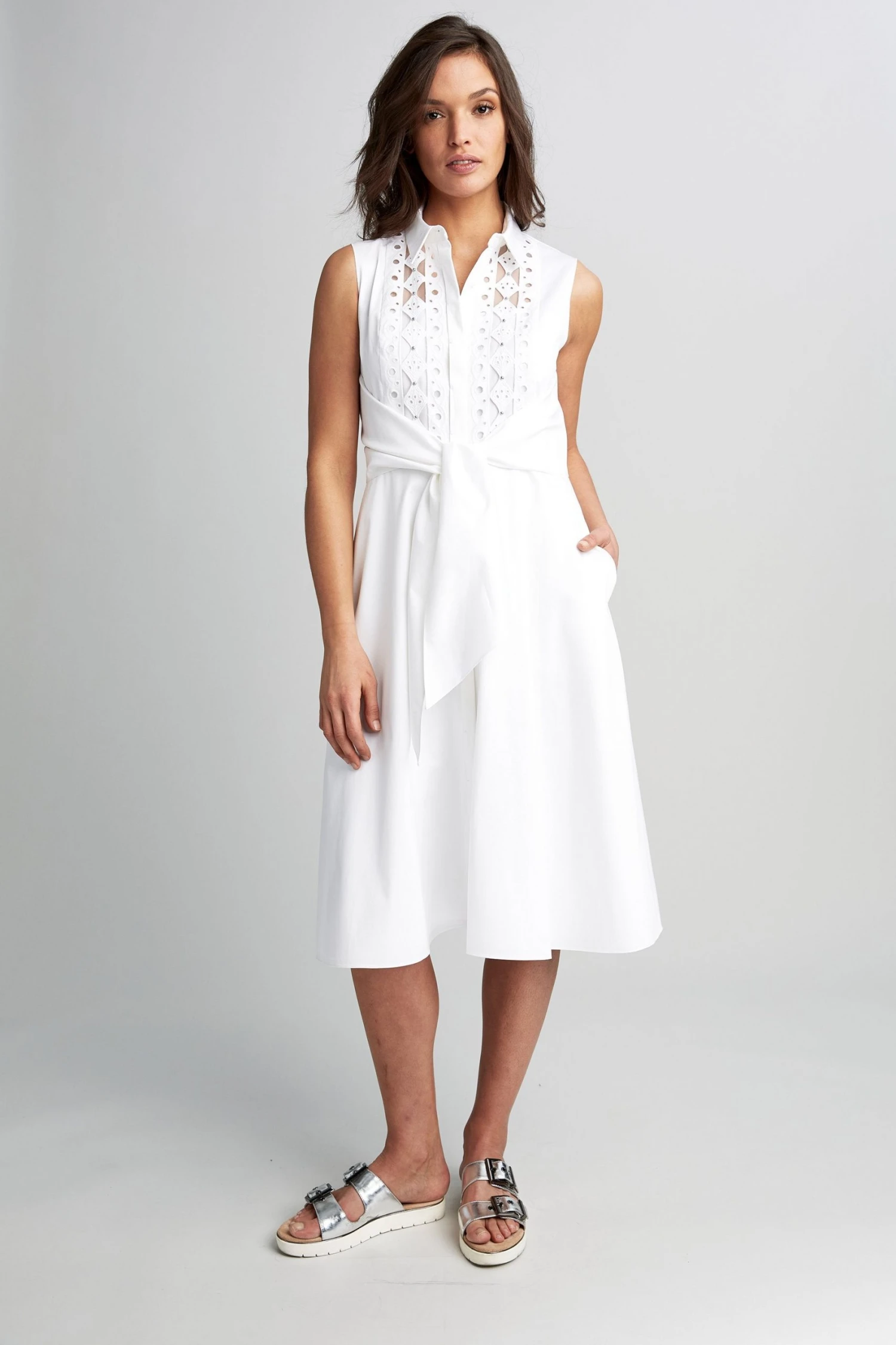 Elie Tahari Poplin Sleeveless Tie Dress Dresses & Jumpsuits 6 Elie Tahari Poplin Sleeveless Tie Dress Dresses & Jumpsuits