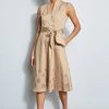 Elie Tahari Dress Musings Embroidered Hem Cotton Midi Dress