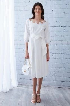 Elie Tahari Dress Musings Keyhole Cotton Midi Dress