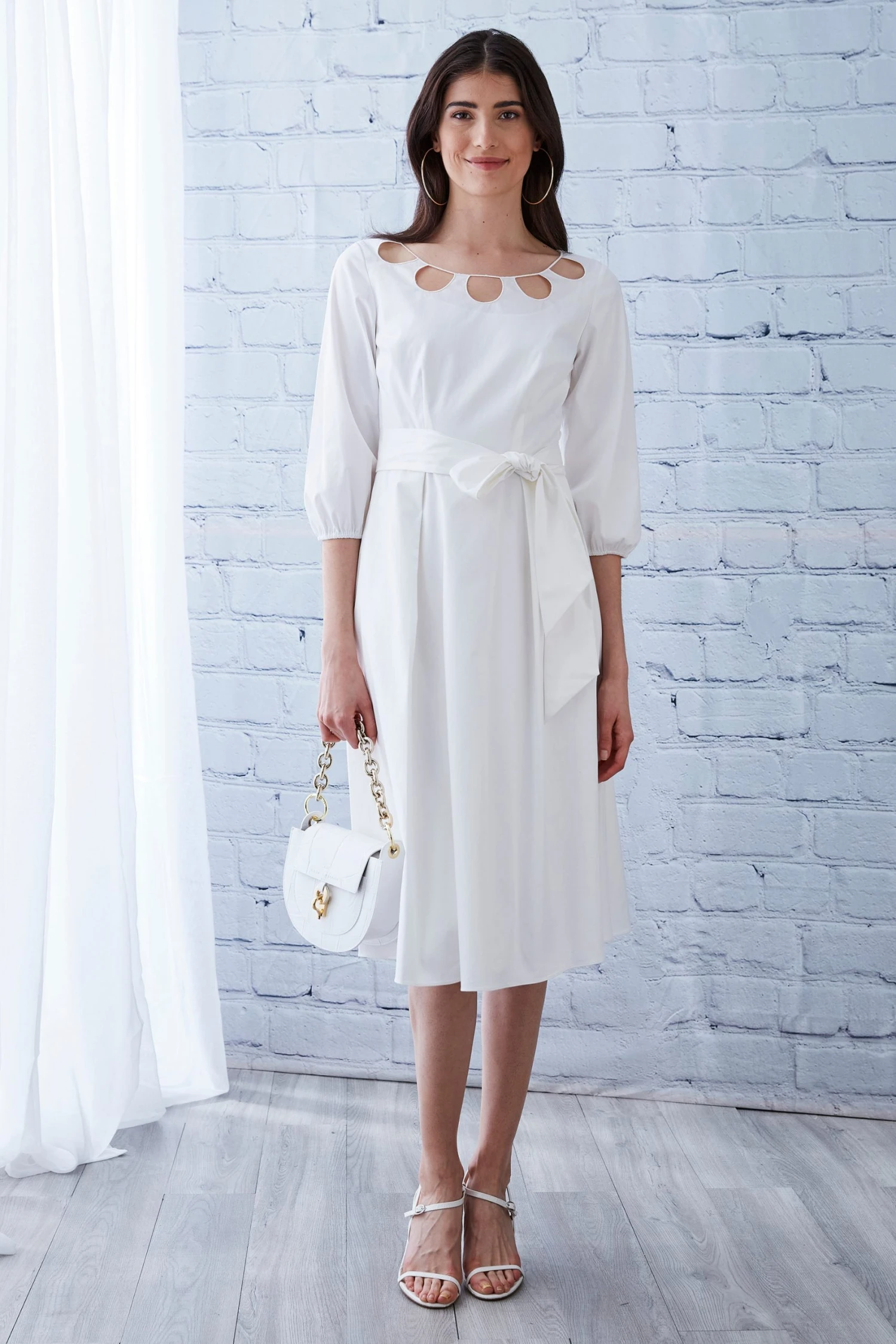 Elie Tahari Dress Musings Keyhole Cotton Midi Dress 4 Elie Tahari Dress Musings Keyhole Cotton Midi Dress