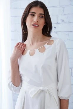 Elie Tahari Dress Musings Keyhole Cotton Midi Dress 8 Elie Tahari Dress Musings Keyhole Cotton Midi Dress