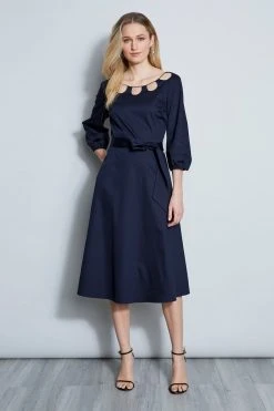 Elie Tahari Keyhole Cotton Midi Dress Dress Musings
