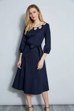 Elie Tahari Keyhole Cotton Midi Dress Dress Musings