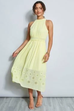 Elie Tahari Embroidered Hem Midi Dress Dress Musings