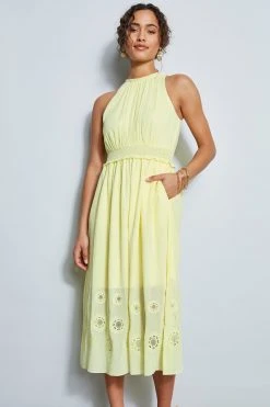 Elie Tahari Embroidered Hem Midi Dress Dress Musings