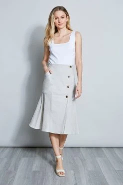 Elie Tahari Flare Linen Skirt Skirts