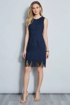 Elie Tahari Dress Musings Linen Lace Hem Dress