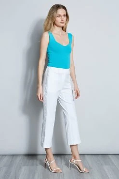 Elie Tahari Embroidered Cropped Pant
