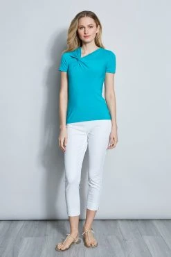 Elie Tahari Asymmetrical Short Sleeve Twist Knit New Perspectives